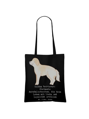 Mr. & Mrs. Panda Tragetasche Golden Retriever Charme mit Spruch in Schwarz