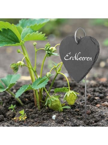 HOBERG Schiefer-Pflanzschilder "Herz-Form" - 10er Set Garten Pflanzen Gemüse