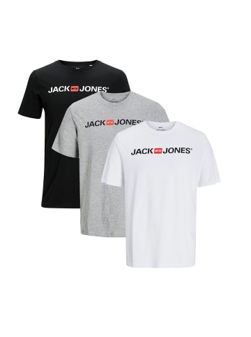 Jack & Jones T-Shirt Basic in Weiß / grau / schwarz