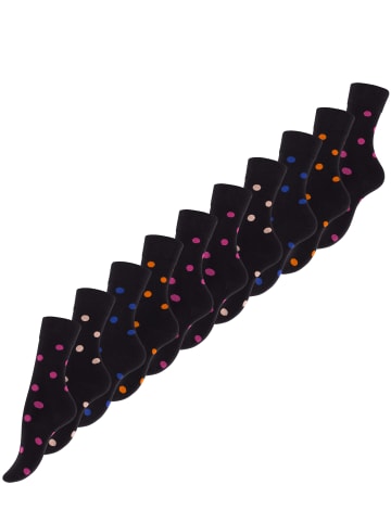 Vincent Creation® Baumwoll Socken - DOT 10 Paar in Schwarz/Bunt