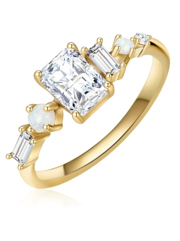 Glanzstücke München Ring aus Sterling Silber mit Zirkonia und Opal in gelbgold