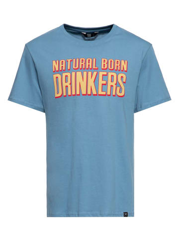 King Kerosin King Kerosin Print T-Shirt Natural Born Drinkers in hellblau