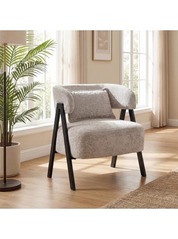 COSTWAY Sessel Kunstfell mit Lendenkissen in Grau