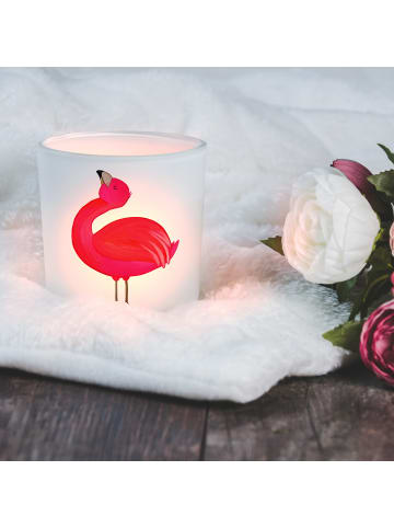 Mr. & Mrs. Panda Windlicht Flamingo Stolz ohne Spruch in Transparent