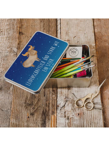 Mr. & Mrs. Panda Blechdose Sternzeichen Stier mit Spruch in Sternenhimmel Blau