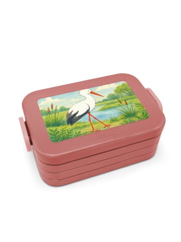 Mr. & Mrs. Panda Bento Box Storch Design ohne Spruch in Rot Pastell