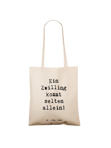 Mr. & Mrs. Panda Shopping Tasche Spruch Zwillingsgeschwister Lie... in Creme