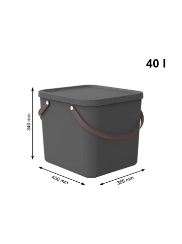 Rotho 2er-Set stapelbare Aufbewahrungskiste 40l mit Deckel in Anthrazit