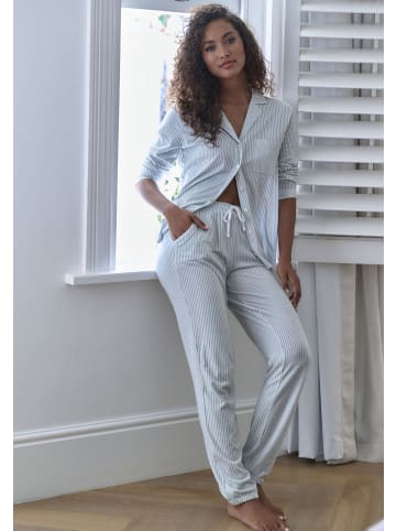 s.Oliver Pyjamaoberteil in grün-gesteift