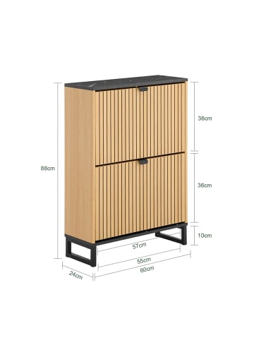 SoBuy Schuhschrank in Hell-Eiche - (W) 24 x (H) 88 x (L) 60 cm