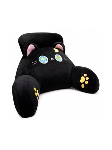 Wisam® Rückenlehne für Sessel und Bett, Katzenmotiv, Schwarz, 60 x