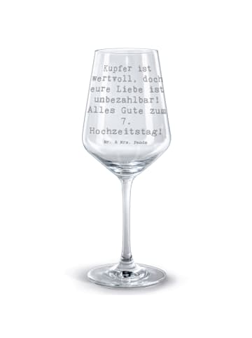 Mr. & Mrs. Panda Rotweinglas Spruch 7. Hochzeitstag Kupferhochze... in Transparent