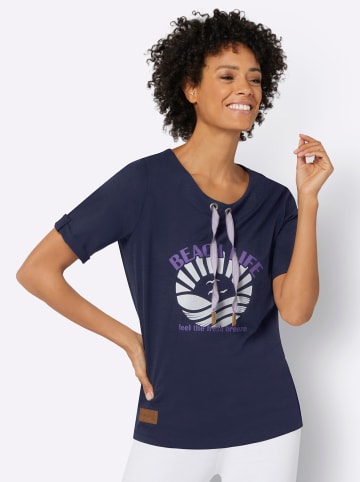 WITT WEIDEN Rundhalsshirt in marine-ecru-bedruckt