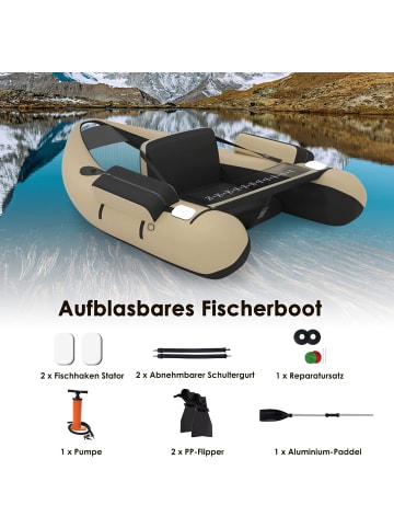 COSTWAY Schlauchboot aufblasbar in Beige