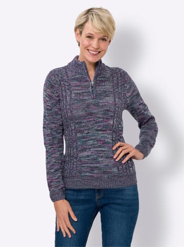 Sieh an! Stehkragen-Pullover in mittelblau-meliert