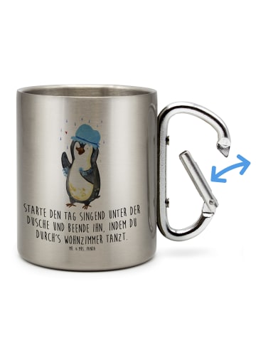 Mr. & Mrs. Panda Tasse Pinguin Duschen mit Spruch in Silber