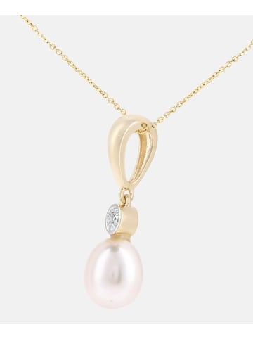 Diamant L'éternel Halskette mit Anhänger aus 375 Gelbgold mit Diamant mit Perle