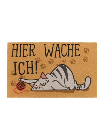 relaxdays Fußmatte "Hier wache ich" in Natur - 60 x 40 cm