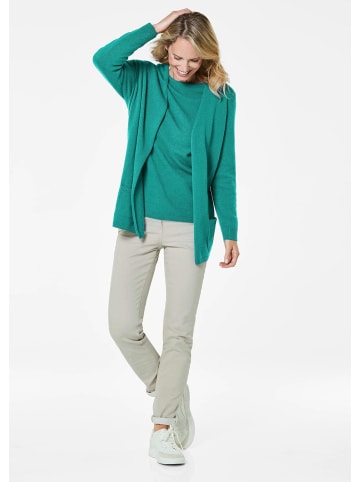 GOLDNER Kurzgröße:  Langarm Feinstrick-Cardigan in smaragd