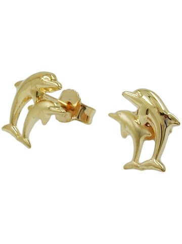Gallay Ohrstecker Ohrring 10x7mm Delfin-Pärchen matt-glänzend 9Kt GOLD in gold