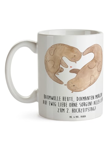Mr. & Mrs. Panda Trinkbecher 2. Hochzeitstag Baumwollhochzeit mi... in Weiß