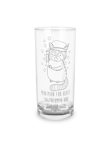 Mr. & Mrs. Panda Wasserglas Waschbär mit Spruch in Transparent