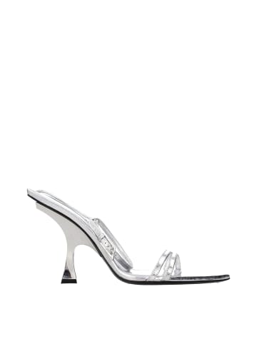 The Attico Grau Leder Stiletto Absatz Sandalen