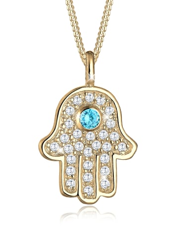 Elli Halskette 925 Sterling Silber Hamsa Hand in Hellblau