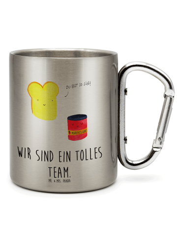 Mr. & Mrs. Panda Edelstahlbecher Toast Marmelade mit Spruch in Silber
