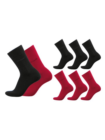 Bugatti 6er Pack halbhohe Businesssocken  in red/black