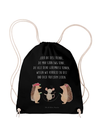 Mr. & Mrs. Panda Stoffbeutel Igel Seilhüpfen mit Spruch in Schwarz