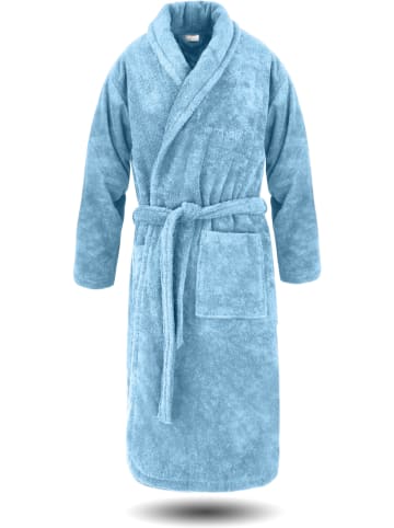 normani Damen Baumwoll Bademantel in Hellblau