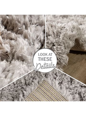 KADIMA DESIGN Hochflor Teppich Shaggy Unifarben Schlafzimmer in Grau