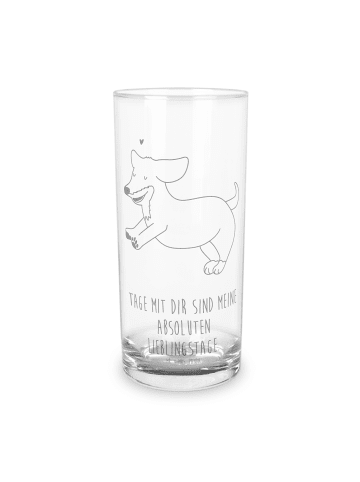 Mr. & Mrs. Panda Wasserglas Hund Dackel mit Spruch in Transparent