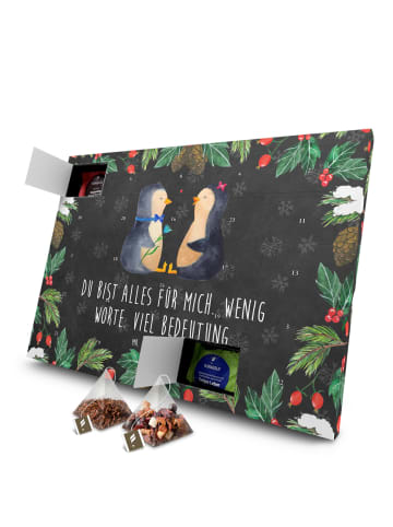 Mr. & Mrs. Panda Advents-Teekalender Pinguin Pärchen mit Spruch in Kreidetafel