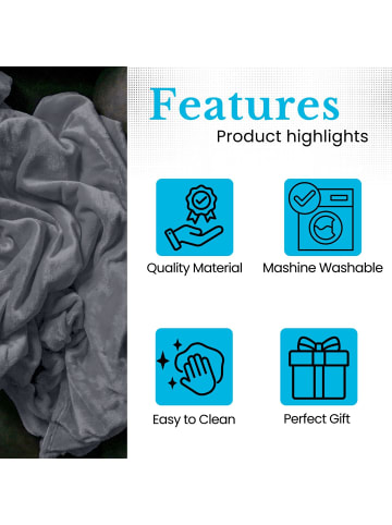 Intirilife Weiche Kuscheldecke 200 x 150 cm in STEGRAU