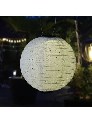 MARELIDA LED Solar Lampion mit Blumenmuster D: 25cm in weiß