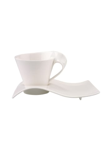 Villeroy & Boch Café au lait Tasse mit Unterteller NewWave Caffè 260 ml weiß in weiß