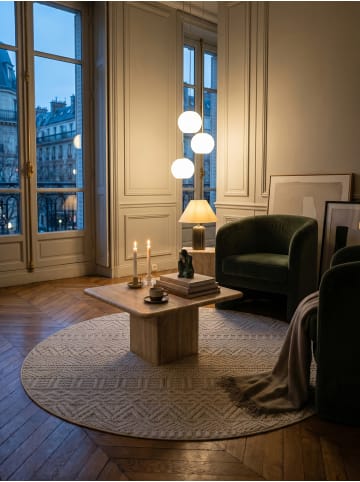 KADIMA DESIGN Flachgewebe-Teppich Ethno Streifen Boho Pflegeleicht in Creme
