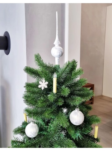 JACK Glas Christbaumkugeln + Spitze in Weiß