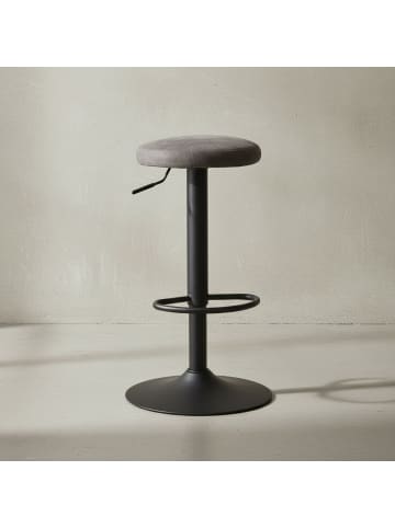 KADIMA DESIGN Barhocker | Samt-Wildleder, 58-79cm Höhe, Eisenmaterial in Grau