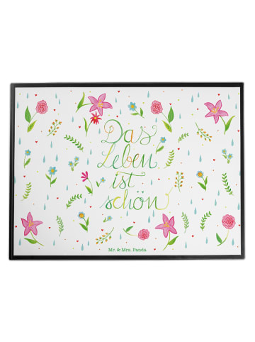 Mr. & Mrs. Panda Schreibunterlage Blumen Leben mit Spruch in Bunt