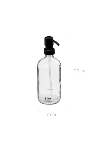 5five Simply Smart Seifenspender, 450 ml in Transparentny, (H) 21 x (L) 7 cm