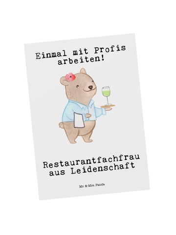 Mr. & Mrs. Panda Postkarte Restaurantfachfrau Leidenschaft mit S... in Weiß