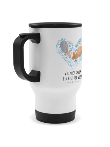 Mr. & Mrs. Panda Kaffeebecher Mäuse Herz mit Spruch in Weiß