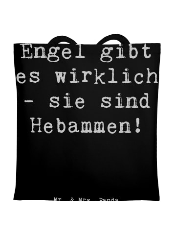 Mr. & Mrs. Panda Shopping Tasche Spruch Hebamme Engel mit Spruch in Schwarz