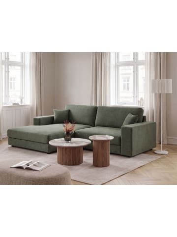 Beliani Ecksofa LOFOTEN in Grün/Schwarz - (W) 250 x (H) 84 x (L) 185 cm rechtsseitig