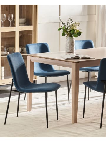 Beliani 4er-Set Esszimmerstuhl GLENDIVE in Blau/Schwarz
