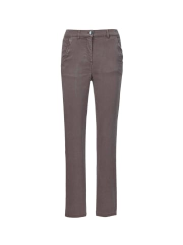 GOLDNER Kurzgröße:  Hochwertige Hose CARLA mit glänzender Oberfläche in taupe