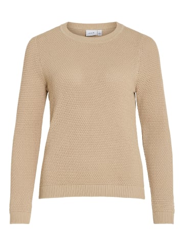 Vila Struktur Strickpullover Kuscheliger Design Sweater VIDALO in Beige